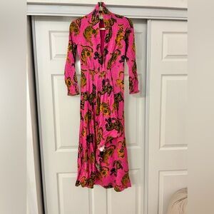 FARM RIO SIZE SMALL Pink Leopard Faux Wrap Dress - Great Condition